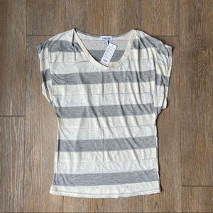 bebe - Women's - Gray and White Stripped Tunic Tee - Size X-Small